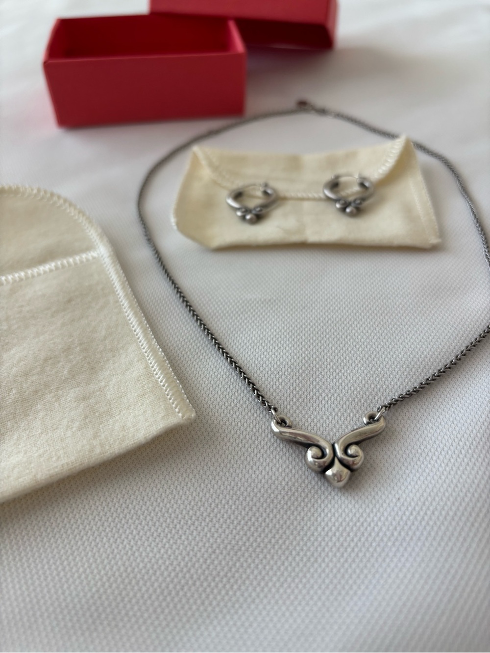 James Avery Retired Scroll Necklace and Hoop/Post Earrings Set.